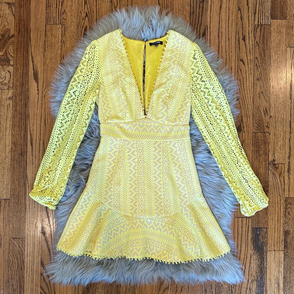 Buttercup Yellow Lace Long Sleeve Dress